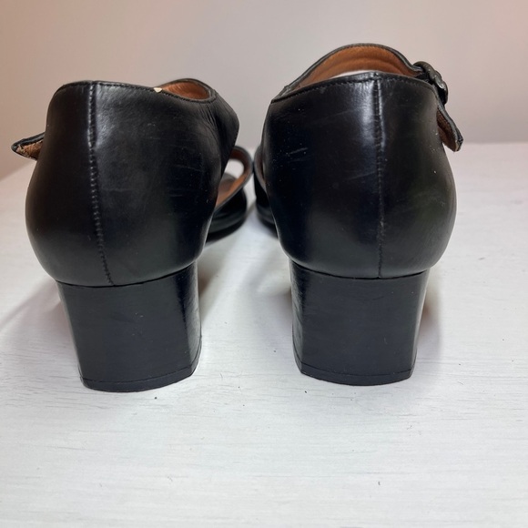 Beautifeel Black Leather Block Heel Stuart Toe Sandal - Picture 6 of 9